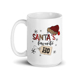 MUG, Santa's favorite HO, White glossy mug, Christmas, funny Holiday joke mug for morning coffee or hot chocolate