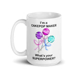MUG, I'm a cakepop maker what's your superpower?, mug, White glossy mug, baker, cup, cakepop maker gift, cakepopper mug,Christmas,  Holiday mug, cheery mug gift idea for morning