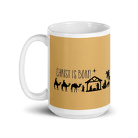 MUG, Nativity scene, beige, Christ is Born, Christmas mug, gift, White glossy mug, Nativity mugs, Birth of Jesus mug Nativity scene, Christ is Born, Christmas mug, gift, White glossy mug