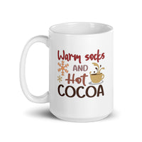MUG, Warm socks Hot cocoa, Christmas mug, gift cup, White glossy mug, cup, Christmas mug, gift, White glossy mug