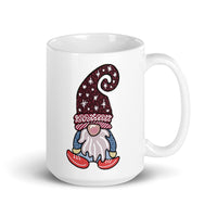 White glossy mug with BLUE GNOME