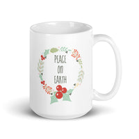 MUG, Peace on Earth, White glossy mug, Christmas,  Holiday mug, cheery mug gift idea for morning coffee or hot chocolate , mugs.