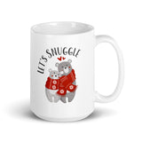 MUG, Let's Snuggle bear mug, White glossy mug, Christmas,  Holiday mug, cheery mug gift idea for morning coffee or hot chocolate , mugs.