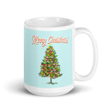 MUG, Merry Christmas with tree, blue Christmas mug, gift cup, White glossy mug, cup, Christmas mug, gift, White glossy mug